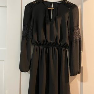 Express Holiday Black lace long sleeve dress
